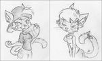  basketball bow cat feline female greyscale mammal monochrome patch pencils solo swiftcutter tomboy 