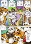  &lt;3 2014 anthro bear better_late_than_never breasts cat cleavage clothed clothing comic daigaijin english_text feline female feral kissing kung_fu_panda male mammal master_tigress master_viper panda po reptile scalie snake text tiger 