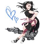 1girl black_hair earrings final_fantasy final_fantasy_vii heart jewelry long_hair looking_at_viewer red_eyes shoes sneakers solo theotherjet tifa_lockhart 