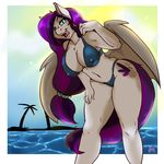 anthro arnachy bat_pony bat_wings big_breasts bikini breasts cleavage clothed clothing cutie_mark equine erect_nipples fangs female friendship_is_magic fur grey_fur hair hooves horse long_hair looking_at_viewer mammal my_little_pony navel nipples open_mouth original_character outside pony presenting smile solo standing swimsuit tongue two_tone_hair wings 