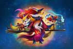  blue_fire braixen canine delphox fennec fennekin fox halloween holidays magic_user mammal nintendo pok&eacute;mon tsaoshin video_games witch 