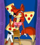  animatronic canine clothing crossgender eye_patch eyewear female five_nights_at_freddy&#039;s food fox foxy_(fnaf) hook kendratheshinyeevee mammal pizza 