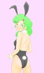  animal_ears ass bare_back blue_eyes bunny_ears bunnysuit elchi_cargo fake_animal_ears female gidayasen green_hair looking_back sentou_mecha_xabungle solo wrist_cuffs 