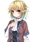  arm_warmers bad_id bad_pixiv_id blonde_hair blush green_eyes looking_at_viewer mizuhashi_parsee otokuyou pointy_ears scarf shirt short_sleeves solo touhou 