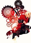  archer covering_face creat dark_skin dark_skinned_male fate/stay_night fate_(series) gears highres impaled male_focus solo sword unlimited_blade_works weapon white_hair 