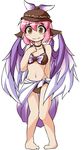  animal_ears bad_feet barefoot bikini blush earrings embarrassed full_body fun_bo hat jewelry marisa_to_alice_no_cookie_storia mob_cap mystia_lorelei navel pigeon-toed pink_hair sarong short_hair simple_background solo swimsuit touhou white_background winged_hat wings 