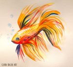  ambiguous_gender breasts clara_(artist) goldfish solo traditional_media watercolor 