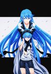  akame_ga_kill! aqua_hair blue_hair character_request esdeath esdese hat highres long_hair standing tattoo time_paradox 