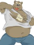  bear chest_tuft chubby clothing fur looking_at_viewer male mammal megawaffle_(artist) one_eye_closed solo torn_clothing tuft 