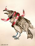  ambiguous_gender avian bird cherry clara_(artist) crow solo traditional_media watercolor 