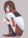  bad_id bad_pixiv_id hair_ornament hairclip kagerou_project loafers long_hair nito_(shida) red_scarf scarf school_uniform serafuku shoes solo squatting tateyama_ayano 