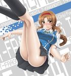  ass braid brown_eyes brown_hair d-frag! hairband kneepits long_hair misnon_the_great school_uniform skirt solo takao_(d-frag!) thighs upskirt 