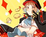  bad_id bad_pixiv_id banchou bob_cut brown_eyes brown_hair croquette crossed_arms food hat jacket_on_shoulders kill_la_kill mankanshoku_mako piyo_(ppotatto) school_uniform serafuku short_hair skirt solo 