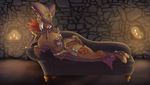  boots bracelet breasts candlelight chaise_longue cia_(zelda_musou) cleavage dark_skin jewelry large_breasts lips lying randomboobguy reclining revealing_clothes short_hair solo tattoo the_legend_of_zelda white_hair zelda_musou 