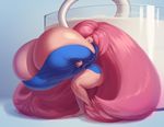  0pik-0ort ass breast_expansion breasts gigantic_breasts green_eyes huge_ass inflation lips long_hair milk pink_hair sweater very_long_hair wide_hips 