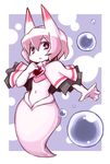  :&lt; blush_stickers brooch capelet disgaea disgaea_d2 expressionless full_body horns jewelry kugelschreiber monster_girl no_nose pink_hair purple_background red_eyes sea_angel_(disgaea) short_hair skirt solo white_capelet white_skin 