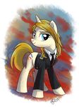  adlynh animalization artist_name blazer blonde_hair blue_eyes bottomless crimean_flag cutie_mark dated eyelashes full_body jacket looking_at_viewer military military_uniform my_little_pony my_little_pony_friendship_is_magic natalia_poklonskaya necktie pony real_life shirt signature smile smirk solo star star_print unicorn uniform 