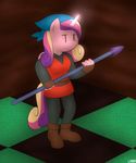  2014 anthro anthrofied clothing equine explorer female friendship_is_magic fur hair horn lamiaaaa mammal multi-colored_hair my_little_pony pink_fur polearm princess_cadance_(mlp) solo spear weapon winged_unicorn wings 