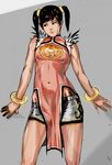  bad_id bad_pixiv_id black_hair bracelet breasts china_dress chinese_clothes dress jewelry jwabonjooi ling_xiaoyu short_twintails shorts side_slit sleeveless small_breasts solo tekken twintails 