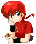  1girl braid cyocomi3 food genderswap hamburger ranma-chan ranma_1/2 red_hair saotome_ranma single_braid 