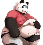  bear blush bulge collar crossgender fondling gillpanda_(character) grope kokkooman male mammal moobs obese overweight panda smile solo sweat tongue undressing 