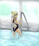  ass blonde_hair competition_swimsuit katawa_shoujo one-piece_swimsuit pool red_eyes satou_akira swimsuit 