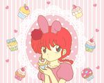  1girl animal_ears braid bunny_ears cyocomi3 food genderswap muffin ranma-chan ranma_1/2 red_hair saotome_ranma single_braid 