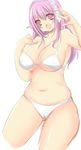  bikini breasts cameltoe cleavage headphones kagaumi large_breasts long_hair looking_at_viewer navel nitroplus open_mouth pink_eyes pink_hair smile solo super_sonico swimsuit white_bikini 