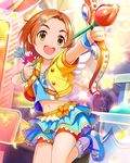  aiming arrow artist_request bow_(weapon) brown_hair drawing_bow hair_ornament hairclip holding holding_arrow holding_bow_(weapon) holding_weapon idolmaster idolmaster_cinderella_girls official_art outstretched_arm ryuuzaki_kaoru short_hair smile solo weapon yellow_eyes 