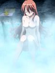  1girl akame_ga_kill! bathing breasts chelsea_(akame_ga_kill!) eyes_closed highres long_hair nude sitting smile solo stitched water 