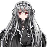  borrowed_character gothic_lolita hand_on_own_chest kokutou_(mimikinngu) lolita_fashion lolita_majin long_hair looking_at_viewer original red_eyes silver_hair solo 