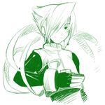  green helios_(rockman) lowres male_focus monochrome rockman rockman_zx rockman_zx_advent shigehiro_(hiroi_heya) solo 