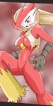  abs animal blaziken blush breasts cosplay gardevoir gen_3_pokemon green_eyes green_hair medium_breasts no_humans pokemon pokemon_(creature) solo source_request uranoyoru 