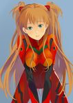  all_fours bad_id bad_pixiv_id bangs blue_background blue_eyes blush bodysuit breasts breasts_apart brown_hair cowboy_shot head_tilt headgear leaning_forward legs_apart long_hair looking_at_viewer medium_breasts neon_genesis_evangelion number parted_lips pilot_suit platinumcorundum plugsuit red_bodysuit sidelocks simple_background solo souryuu_asuka_langley straight_hair turtleneck two_side_up v_arms very_long_hair 