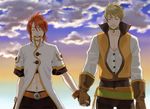  blonde_hair choker green_eyes luke_fon_fabre male male_focus namco popped_collar red_hair redhead tales_of_(series) tales_of_the_abyss vest wrong_direction 