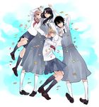  aoi_hana black_eyes black_hair blonde_hair brown_eyes brown_hair ikumi_kyouko long_hair manjoume_fumi mochako_(motyako) multiple_girls necktie okudaira_akira ribbon school_uniform serafuku shoes short_hair skirt socks sugimoto_yasuko 