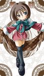  bad_id bad_pixiv_id blue_eyes brown_hair kanon misaka_shiori red_skirt school_uniform shawl short_hair skirt solo thighhighs yamada_yuuki 