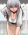  breasts casual cleavage large_breasts long_hair musical_note older rozen_maiden silver_hair solo suigintou tsuda_nanafushi 