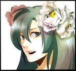  aqua_eyes aqua_hair bad_id bad_pixiv_id close-up flower hatsune_miku kadu smile solo twintails vocaloid 