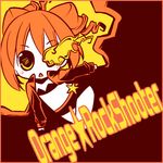  asaba_hiromu bad_id bad_pixiv_id black_rock_shooter black_rock_shooter_(character) black_rock_shooter_(character)_(cosplay) burning_eye chibi cosplay drill_hair idolmaster idolmaster_(classic) lowres orange_(color) orange_hair parody solo takatsuki_yayoi twintails yellow_eyes 