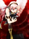  a=k bad_id bad_pixiv_id blue_eyes boots long_hair megurine_luka microphone motion_blur pink_hair solo thighhighs vocaloid wings 