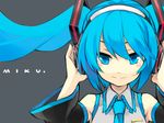  bad_id bad_pixiv_id blue_eyes blue_hair detached_sleeves face hatsune_miku headphones long_hair minoa_(lastswallow) necktie smile solo twintails vocaloid 