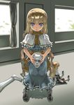  alice_margatroid bad_id bad_pixiv_id blonde_hair blue_eyes chair doll doll_joints expressionless full_body hairband horror_(theme) long_hair ooide shanghai_doll short_hair sitting skull solo touhou 