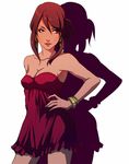  armpits bare_shoulders bracelet brown_eyes brown_hair dark_skin earrings jewelry michiko_malandro michiko_to_hacchin null_(chronix) red_skirt skirt solo 