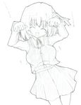  artist_request breasts caramelldansen closed_eyes dancing fang greyscale hair_ribbon large_breasts monochrome ribbon rumia short_hair sketch solo touhou 