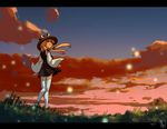  amazu_yoriiti cloud cross_eyed fireflies moriya_suwako sky solo sunset touhou 