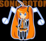  :&lt; absurdly_long_hair ahoge alternate_color alternate_form alternate_hair_color black_background blue_eyes blue_outline blush character_name chibi closed_mouth detached_sleeves full_body furrowed_eyebrows fusion gen_4_pokemon hatsune_miku holding holding_microphone jamuko long_hair microphone miniskirt necktie orange_hair orange_neckwear outline pleated_skirt pokemon pokemon_(creature) rotom simple_background skirt solo standing twintails very_long_hair vocaloid wing_collar 