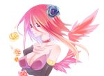  bad_id bad_pixiv_id breasts choker cleavage elbow_gloves fingerless_gloves flower gloves hair_flower hair_ornament izayoi_aki large_breasts long_hair red_eyes red_hair red_wings solo wakkoro wings yuu-gi-ou yuu-gi-ou_5d's 