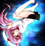  animal_ears barefoot bunny_ears feet fetal_position long_hair lying moccy purple_hair red_eyes reisen_udongein_inaba skirt solo touhou 