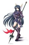  amane_(funfun) armor boots copyright_request head_wings knee_boots long_hair polearm side_slit solo very_long_hair weapon 